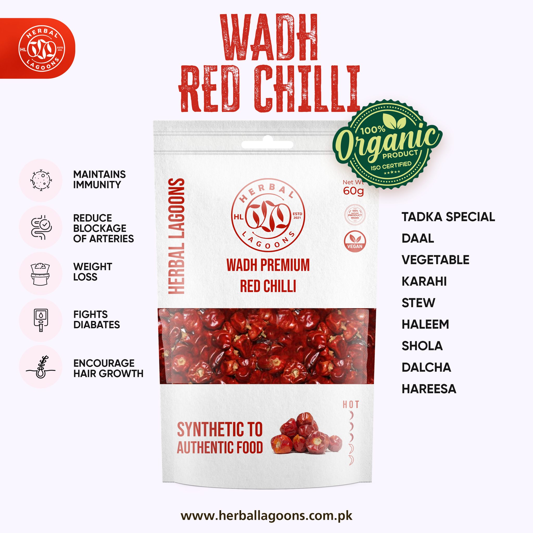 Wadh Premium Red Chilli (Dehydrated) – 60g