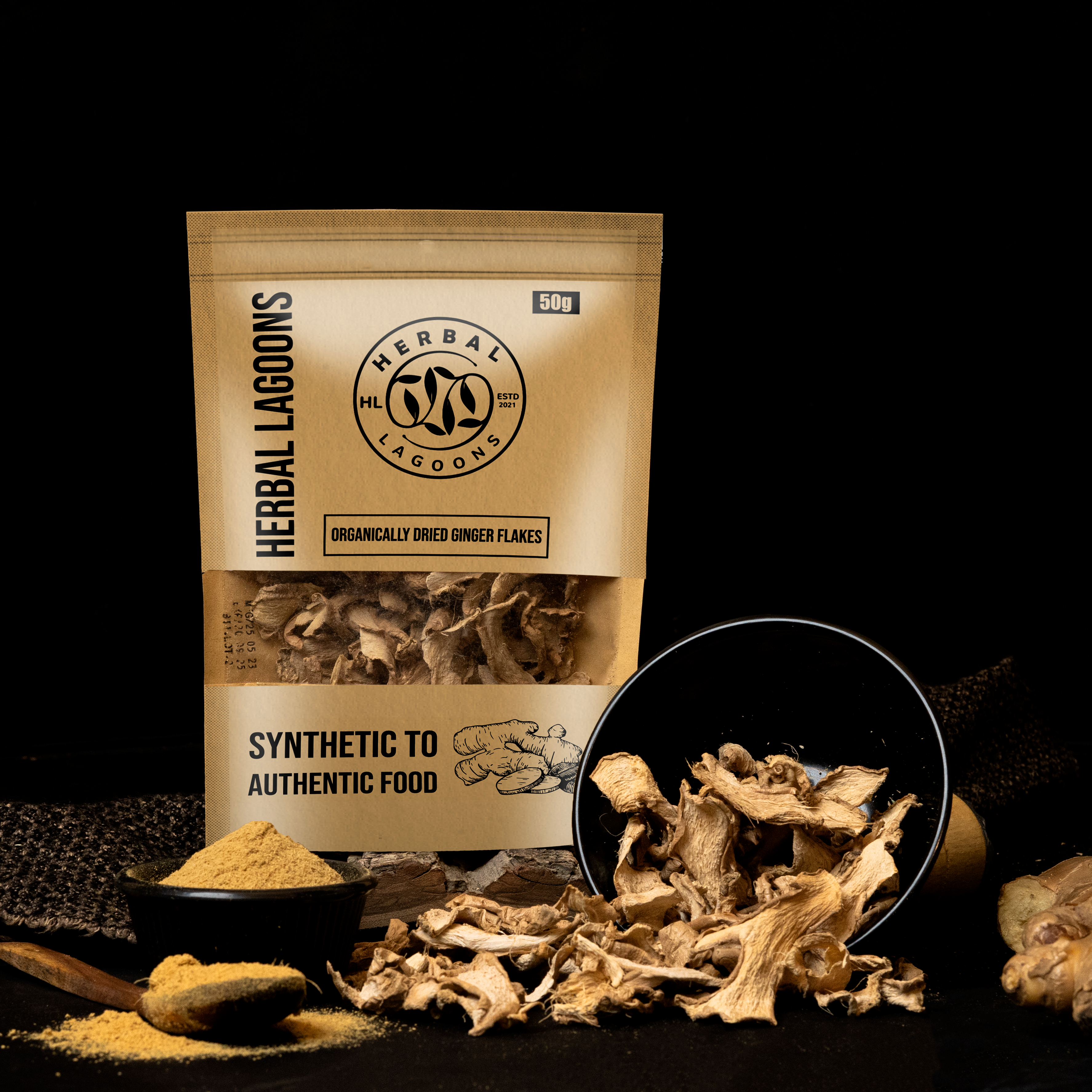 Premium Dehydrated Ginger Flakes – 50g