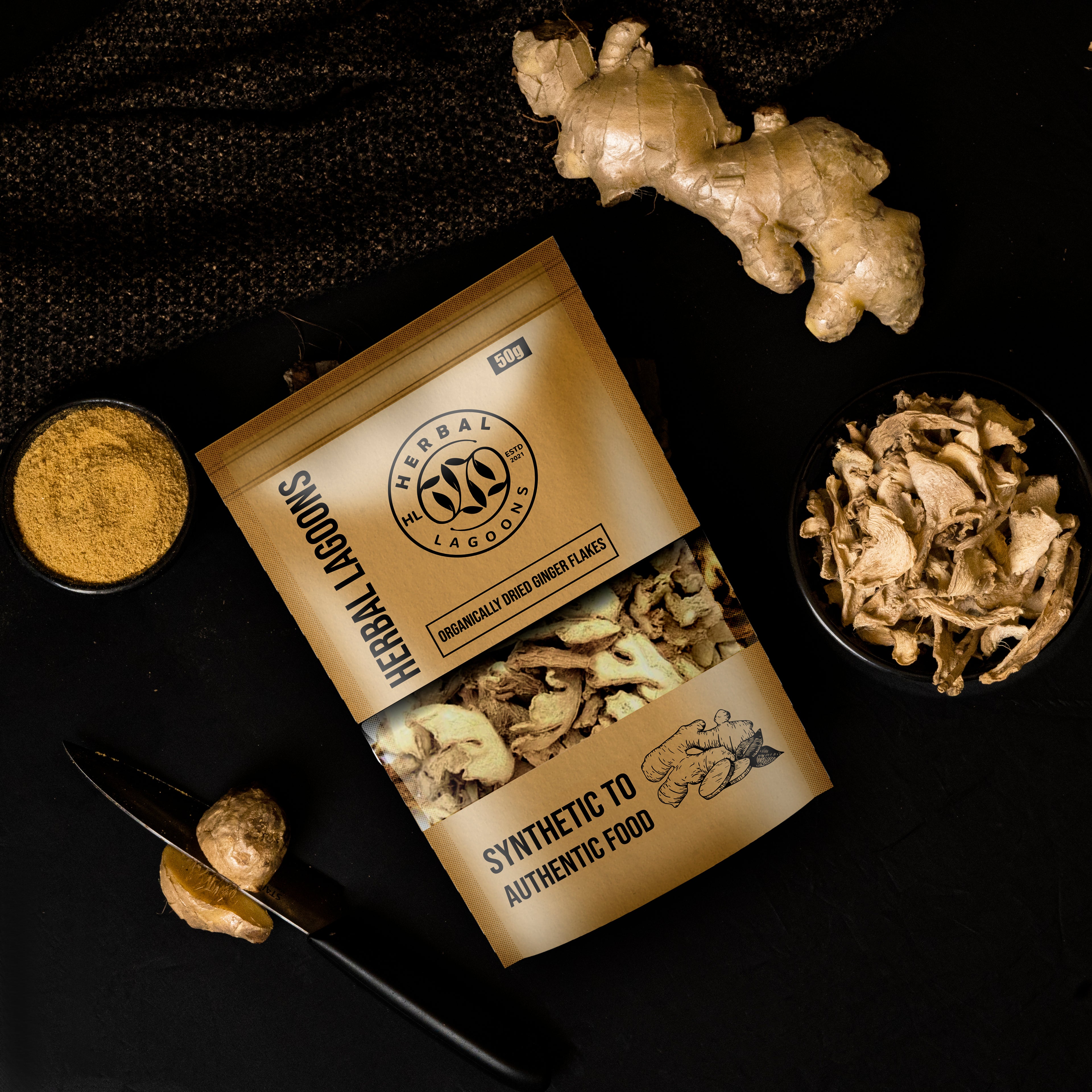 Premium Dehydrated Ginger Flakes – 50g