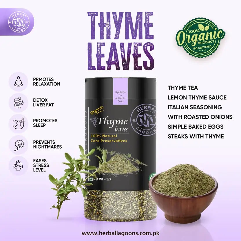 Thyme leaves usage and benefits infographics 