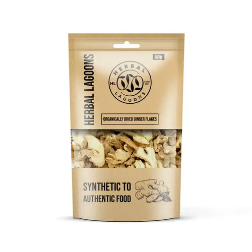 Dehydrated ginger flakes 50g pack – natural, chemical-free