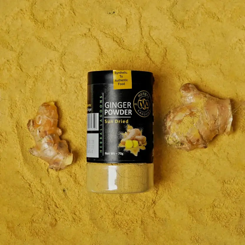 Fine ginger powder texture close-up