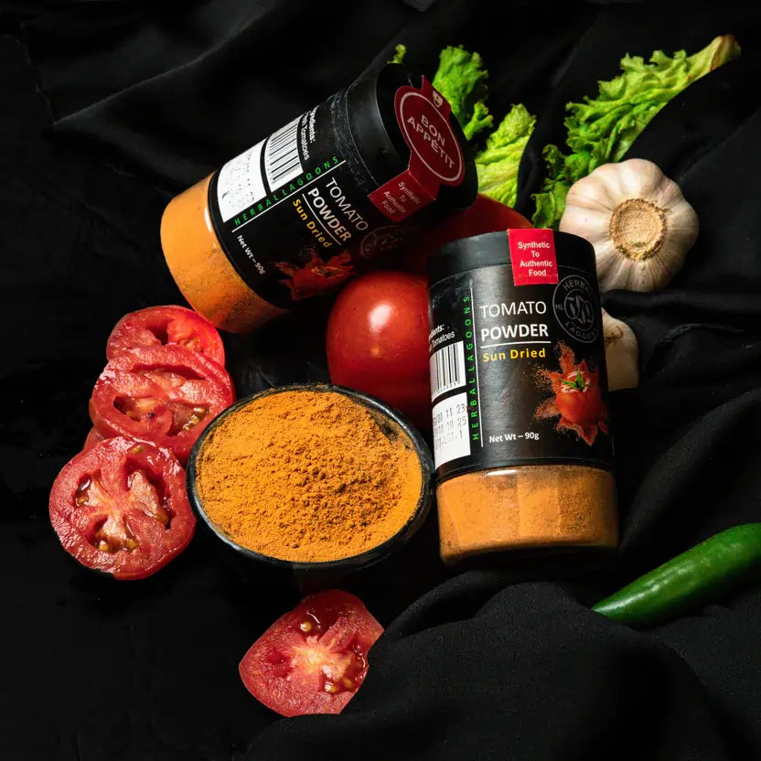 Natural tomato powder texture close-up